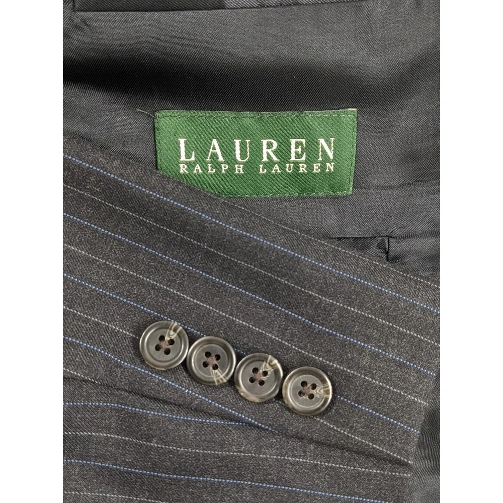 42R Ralph Lauren Black Blue Gray striped Wool Laine Blazer Sport Coat‎ Sngl Vent